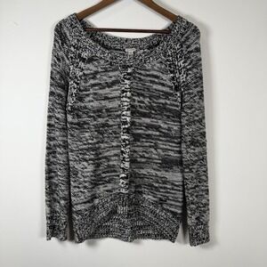 Guess Women's Cable Knit Sweater Black White Size Large Warm‎